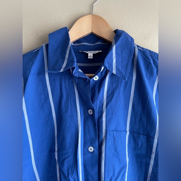 New Madewell Oversized Boxy Button Up Shirt in Signature Poplin Blue Small - Picture 8 of 15